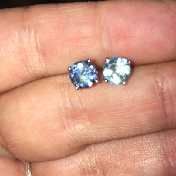 Natural Tanzanite Post Back Earrings - Picture 5 of 5